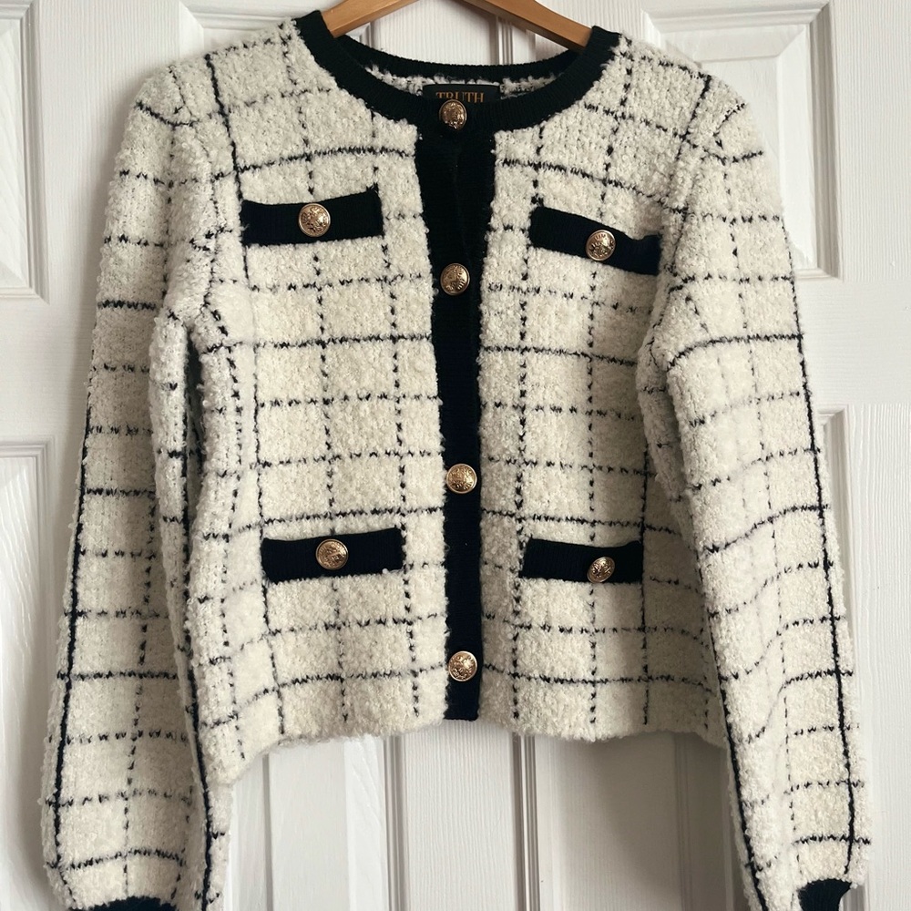Chic White and Black Women's Jacket